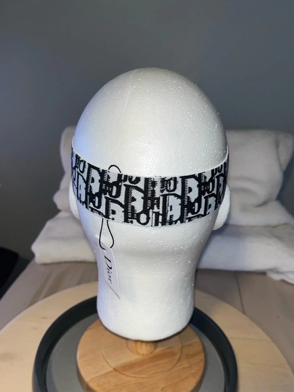 Christian Dior Black & White Oblique Stretchy Elastic Headband BRAND NEW UNISEX - Picture 5 of 6